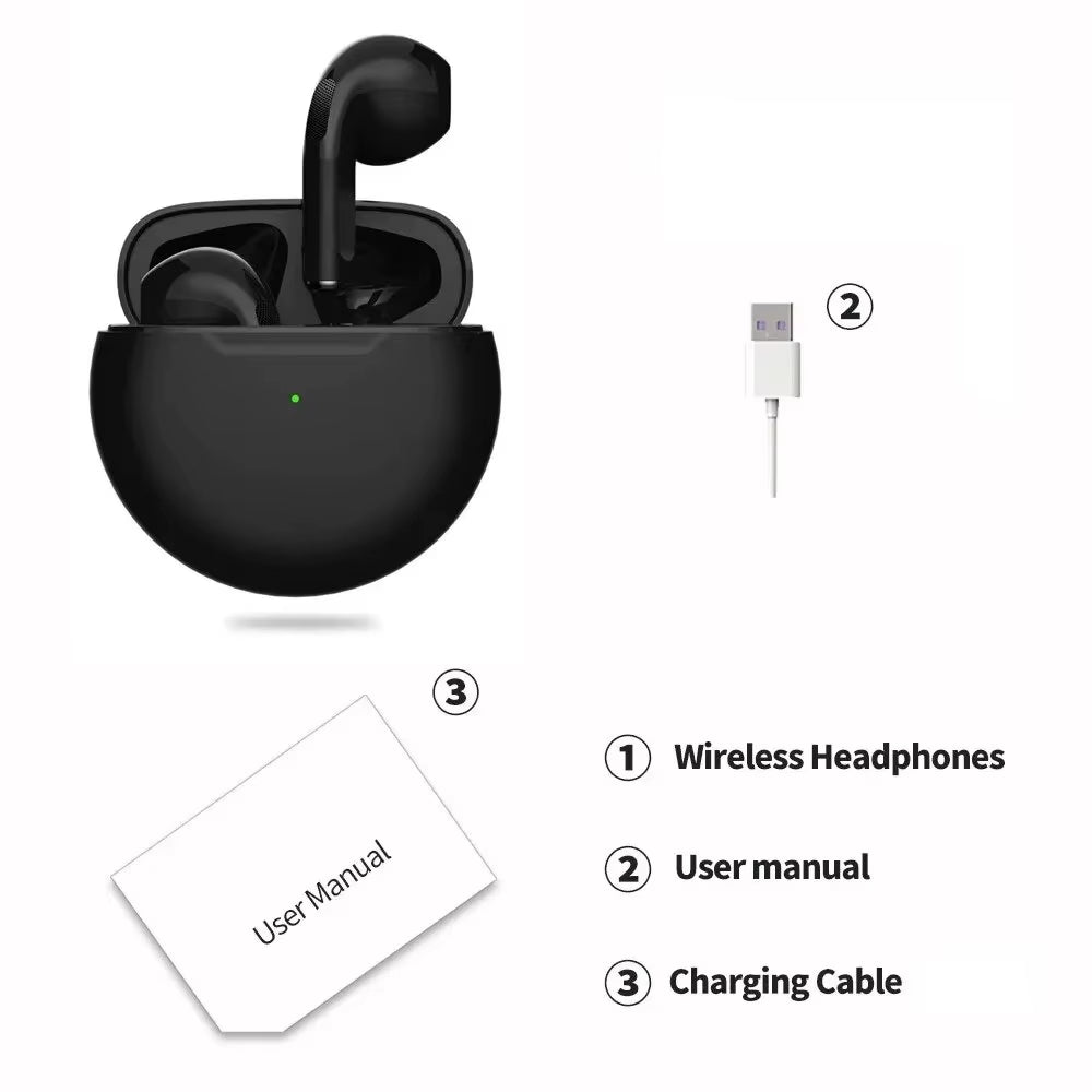 Original Air Pro 6 TWS Wireless Bluetooth Headset 5.3 Headphone Mini Earphone with Mic Charging Box for Xiaomi Iphone Earbuds